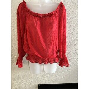 XOXO Blouse Size M Peasant Style Long Sleeve Scoop Neck Or Off-Shoulder